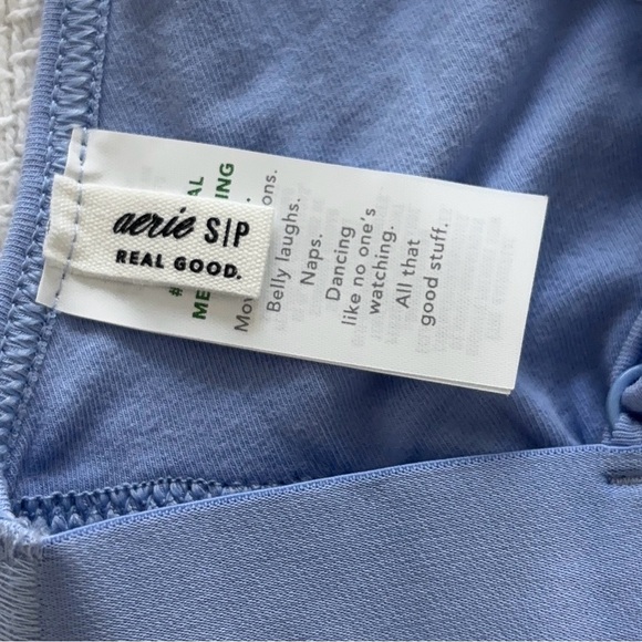 NWT Aerie High Neck Cotton Longline Bralette Womens Small Fresh Water Blue - Picture 6 of 8